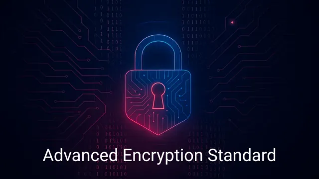 A glowing padlock representing the Advanced Encryption Standard