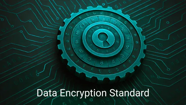 A cipher-wheel style lock representing the Data Encryption Standard