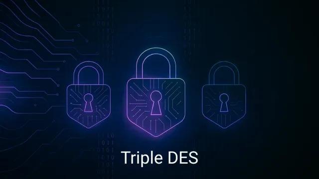 Three padlocks representing the three-stage Triple DES encryption process