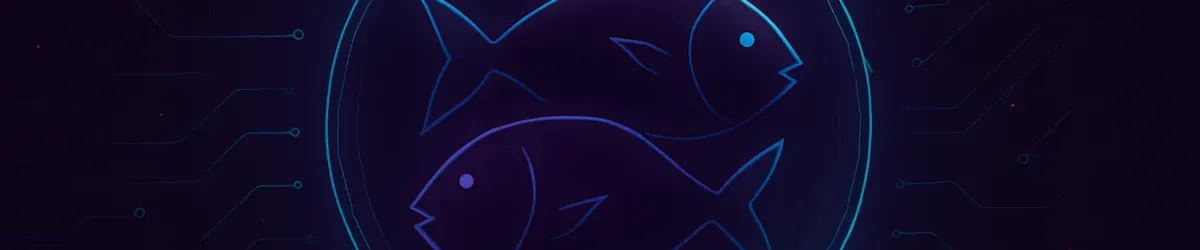 Two glowing fish icons representing the Twofish cipher