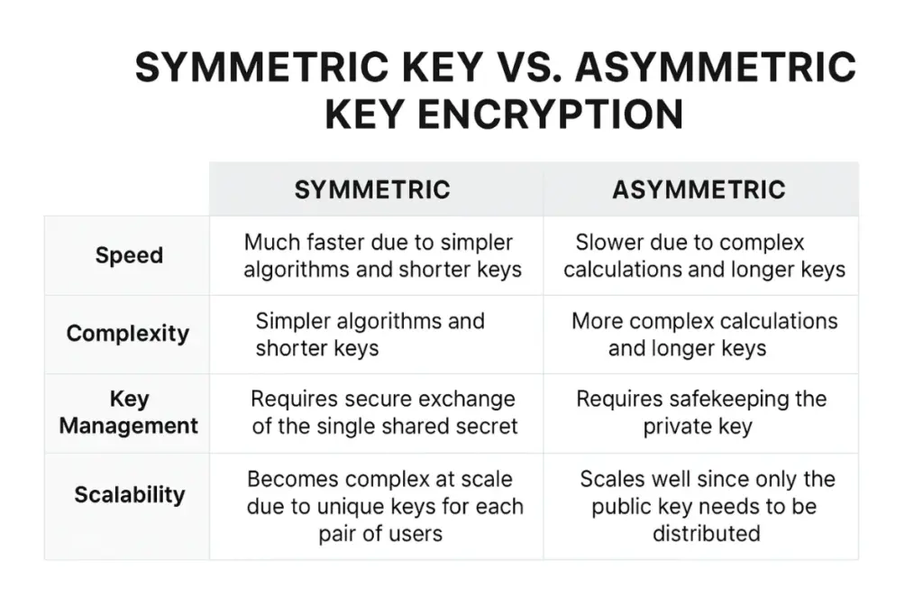 symmetric key vs asymmetric key encryption